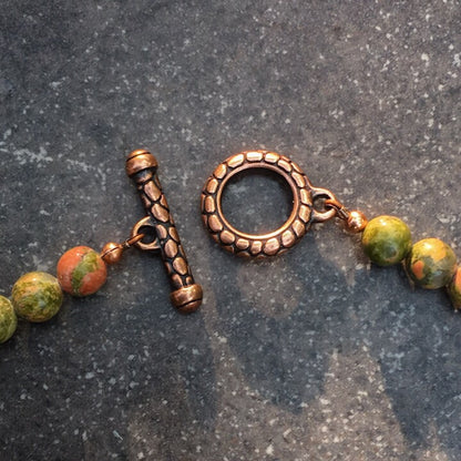 Men's Carnelian, Jade, Unakite and Pyrite Gemstone Necklace