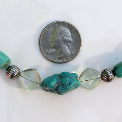 Turquoise, Fluorite gemstone, and Sterling Silver Necklace