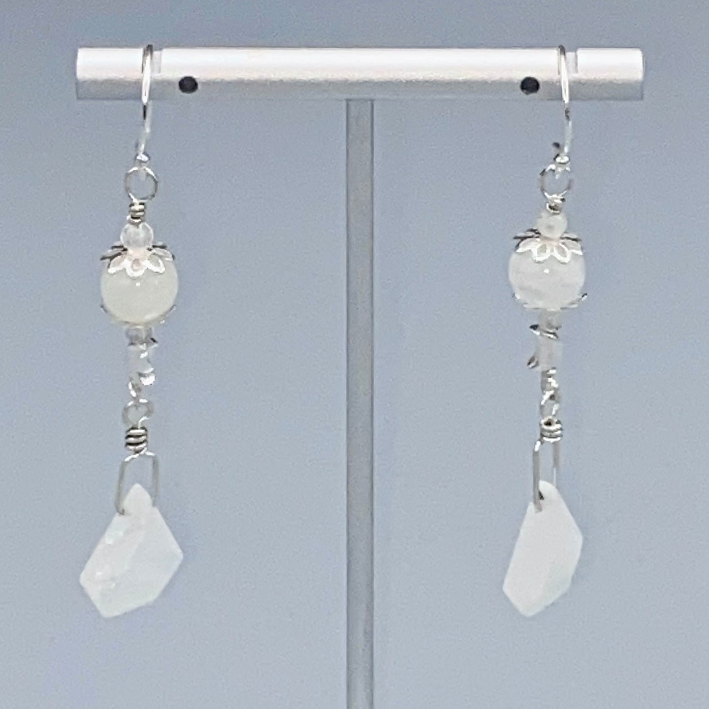 Moonstone Gemstones  With Sterling Silver Drop Earrings