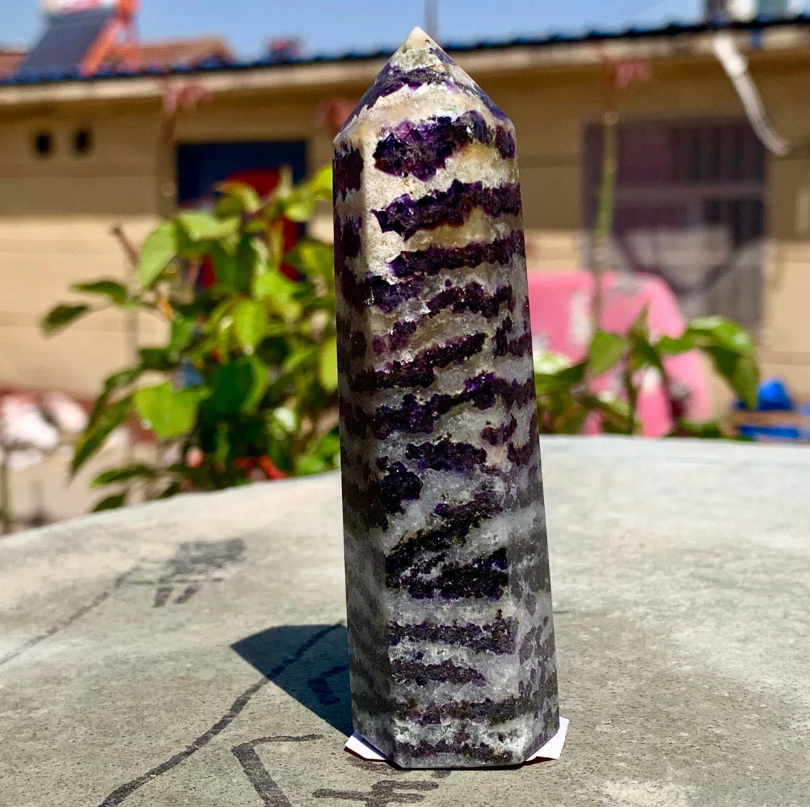 Natural Fluorite gemstone Crystal obelisk tower point wand