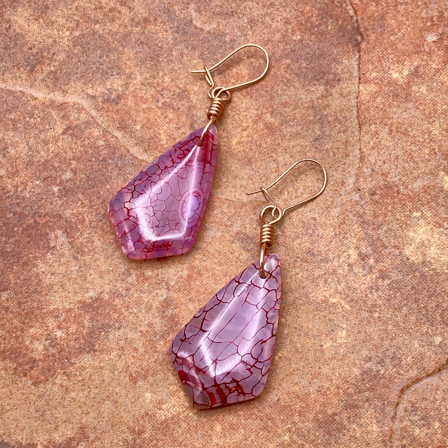 Red Dragon’s Vein Agate gemstone Earrings