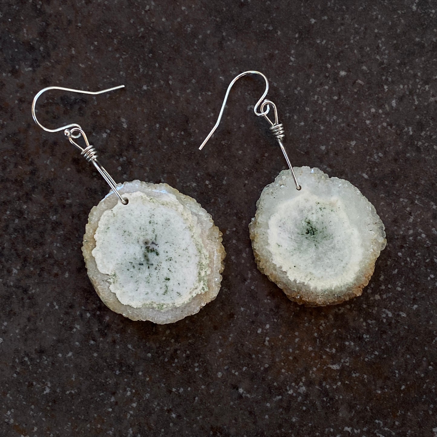 Solar Quartz Hand Wrapped with Sterling Silver Drop Earrings