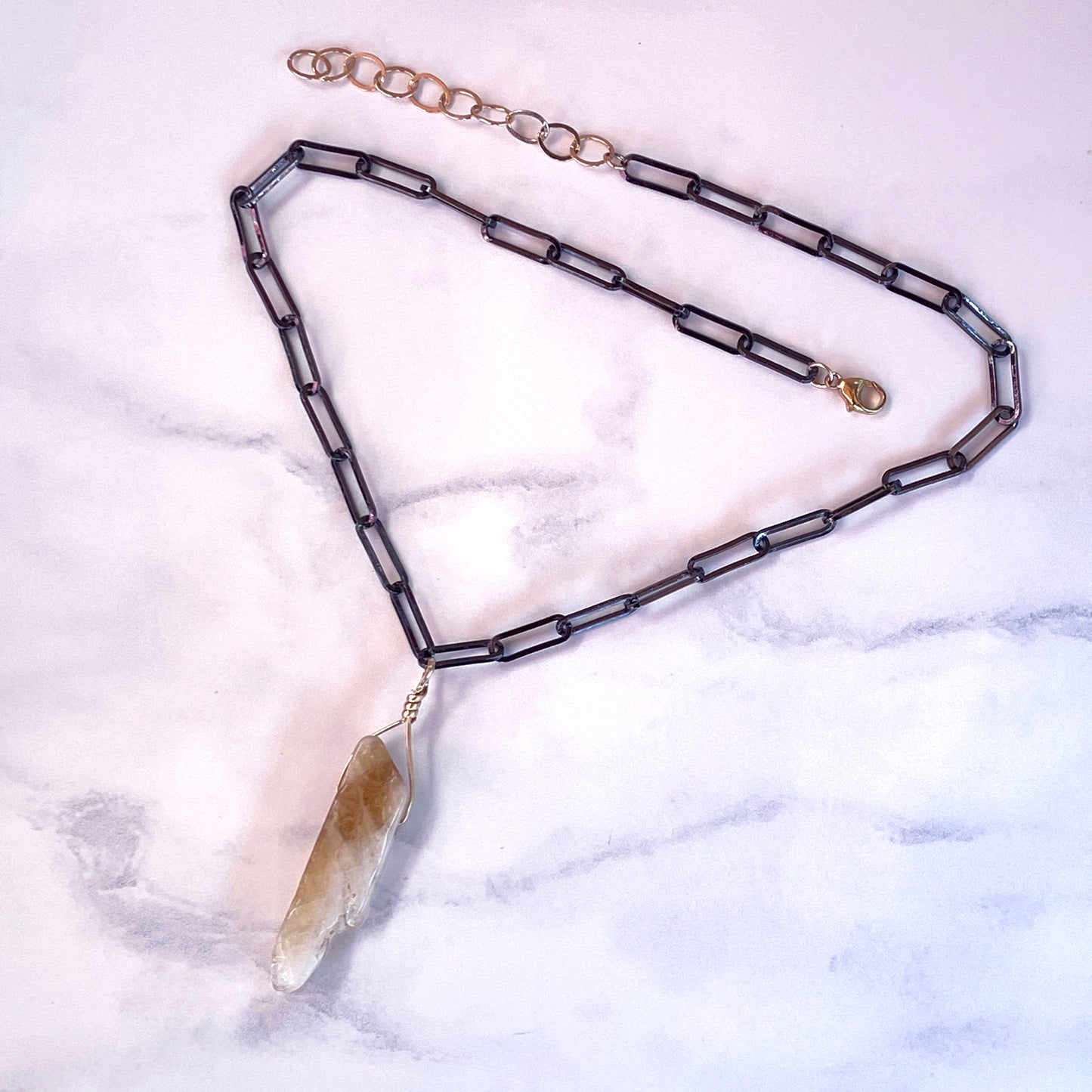 Raw Citrine Gemstone chain Necklace