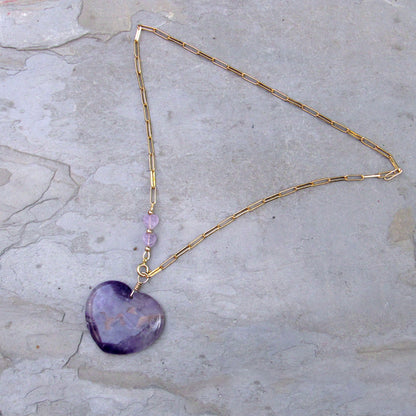 Amethyst Hearts and 14 kt GF Chain