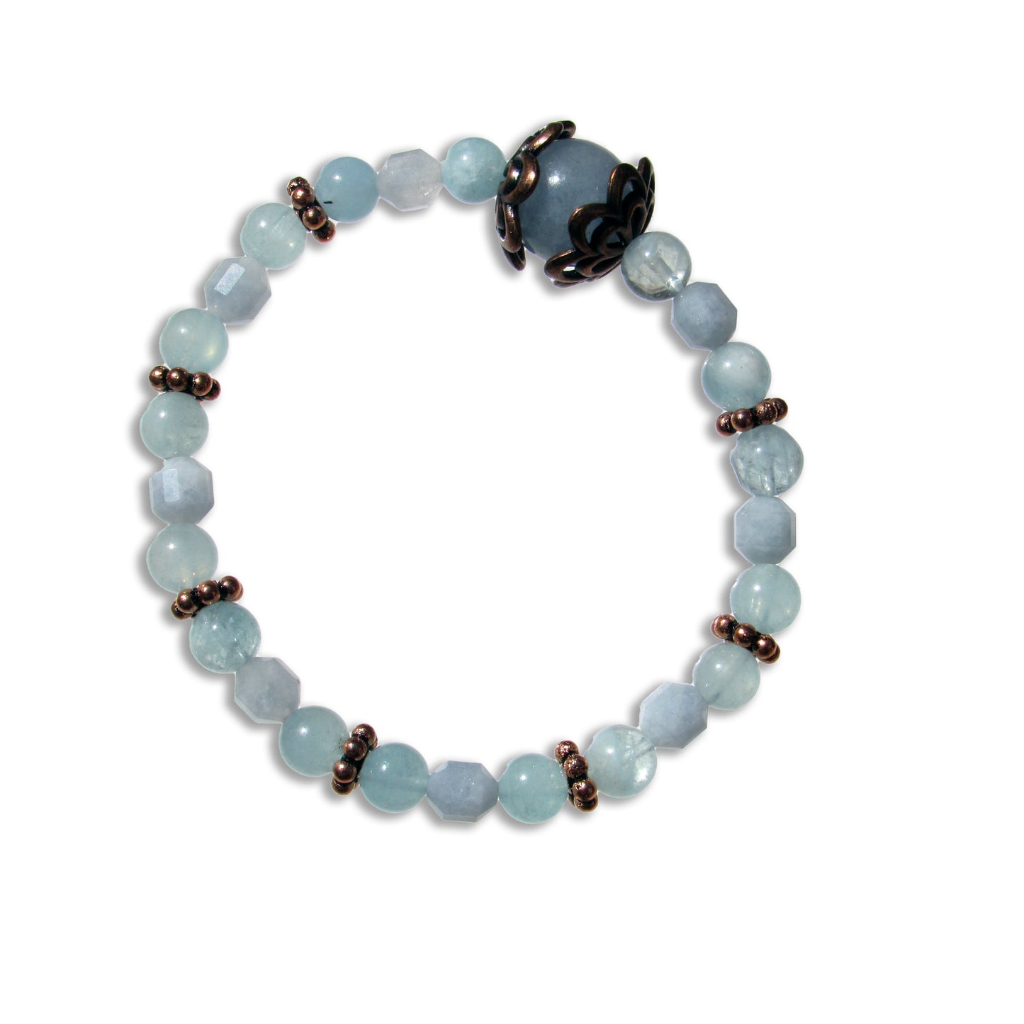 Aquamarine gemstone and Copper Stretch bracelet