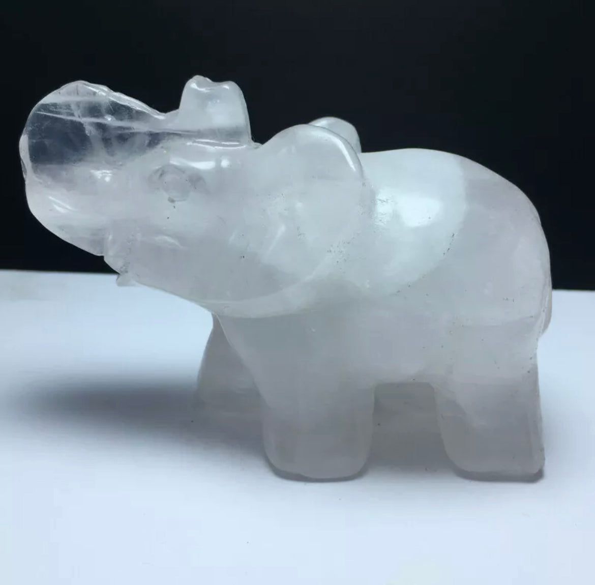 Natural Rose Quartz Elephant crystal gemstone figurine