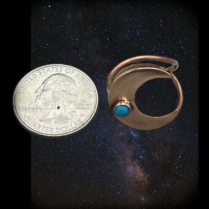 Copper Moon Ring with Turquoise