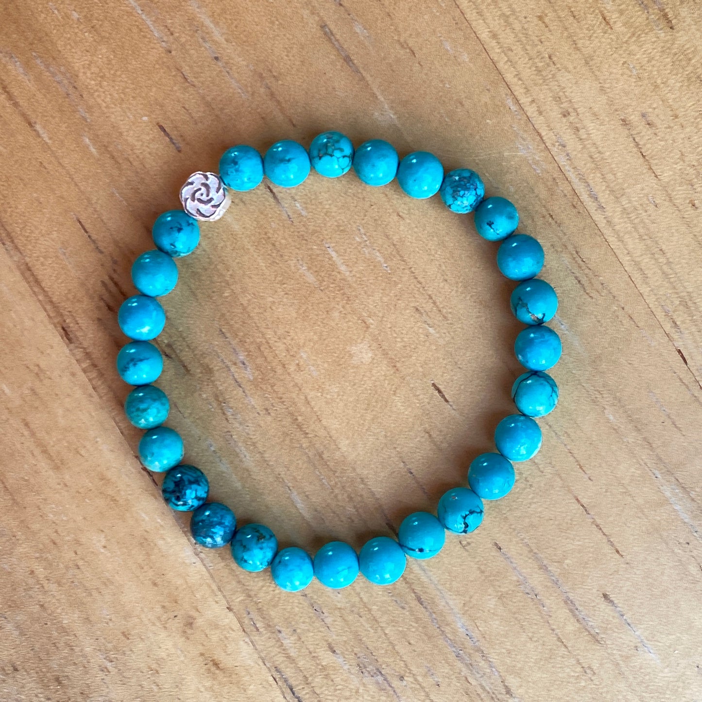 Turquoise and Sterling Silver Rose Bracelet