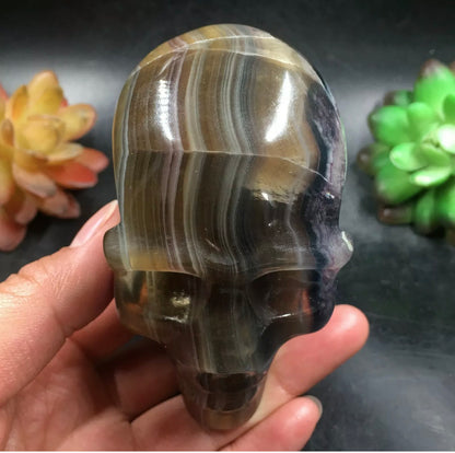 Natural Fluorite gemstone carved Skull