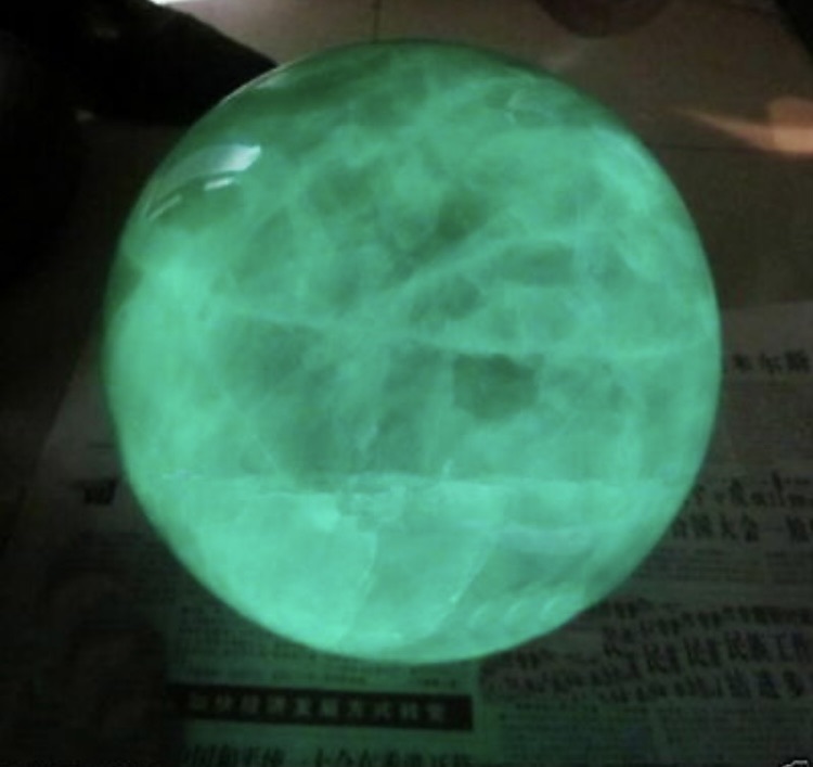 Fluorite Gemstone crystal Glow In The Dark Stone sphere with stand