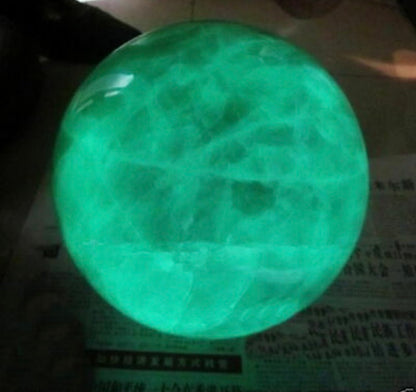Fluorite Gemstone crystal Glow In The Dark Stone sphere with stand