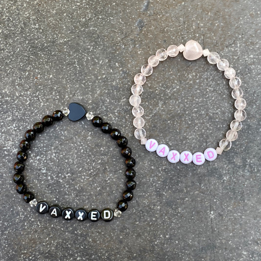 Ladies or Men's VAXXED gemstone stretch bracelet