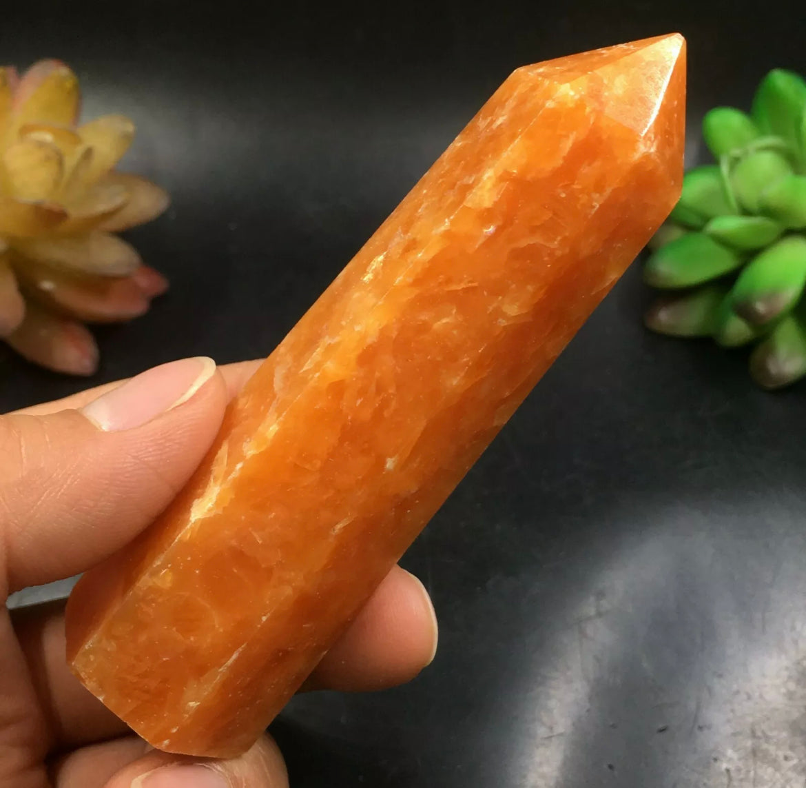 Natural Orange Calcite Crystal Wand