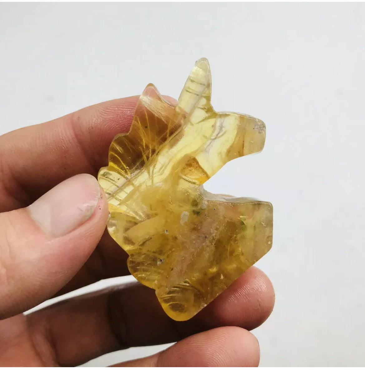 Natural Yellow Fluorite gemstone carved Unicorn