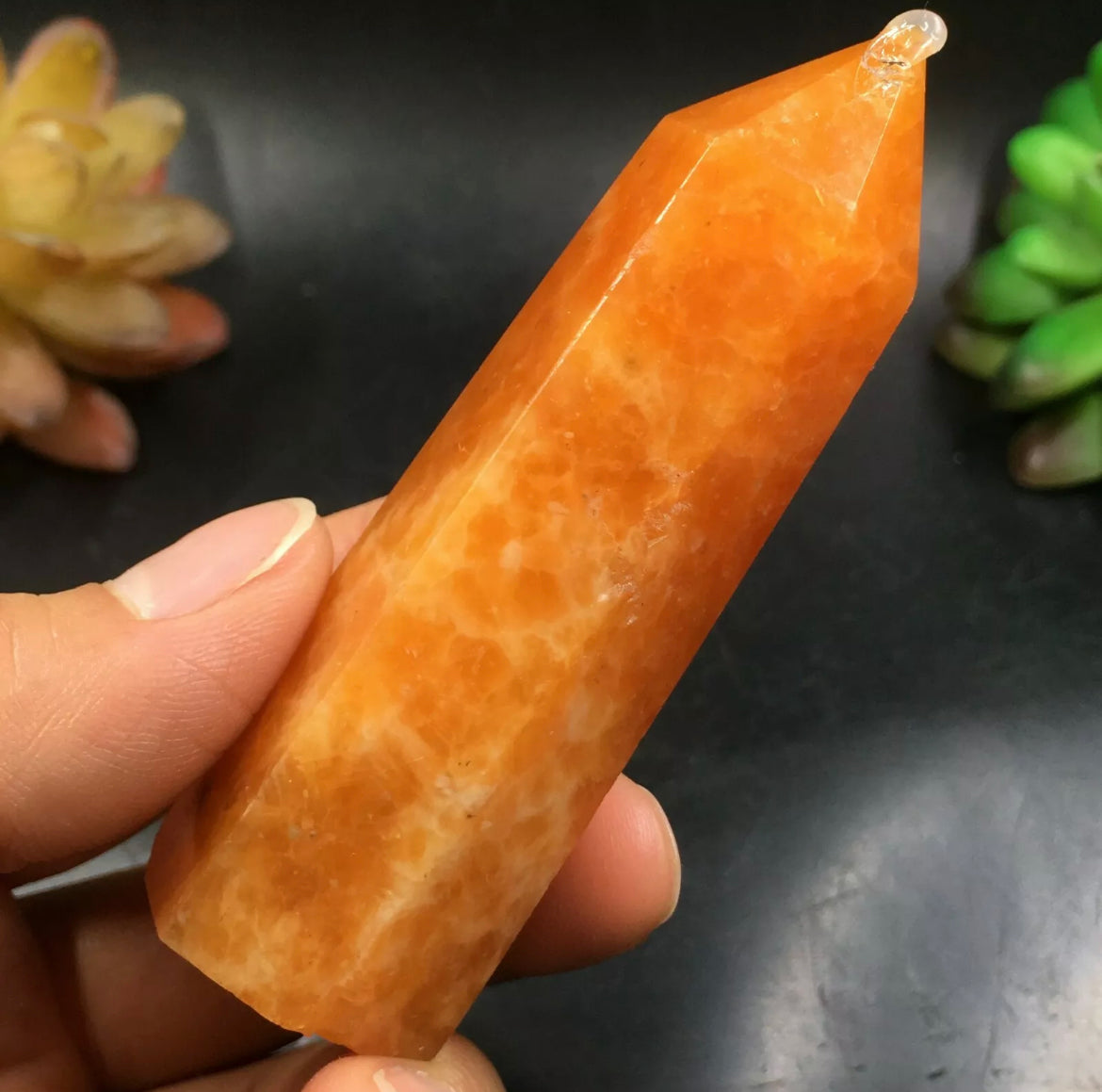 Natural Orange Calcite Crystal Wand