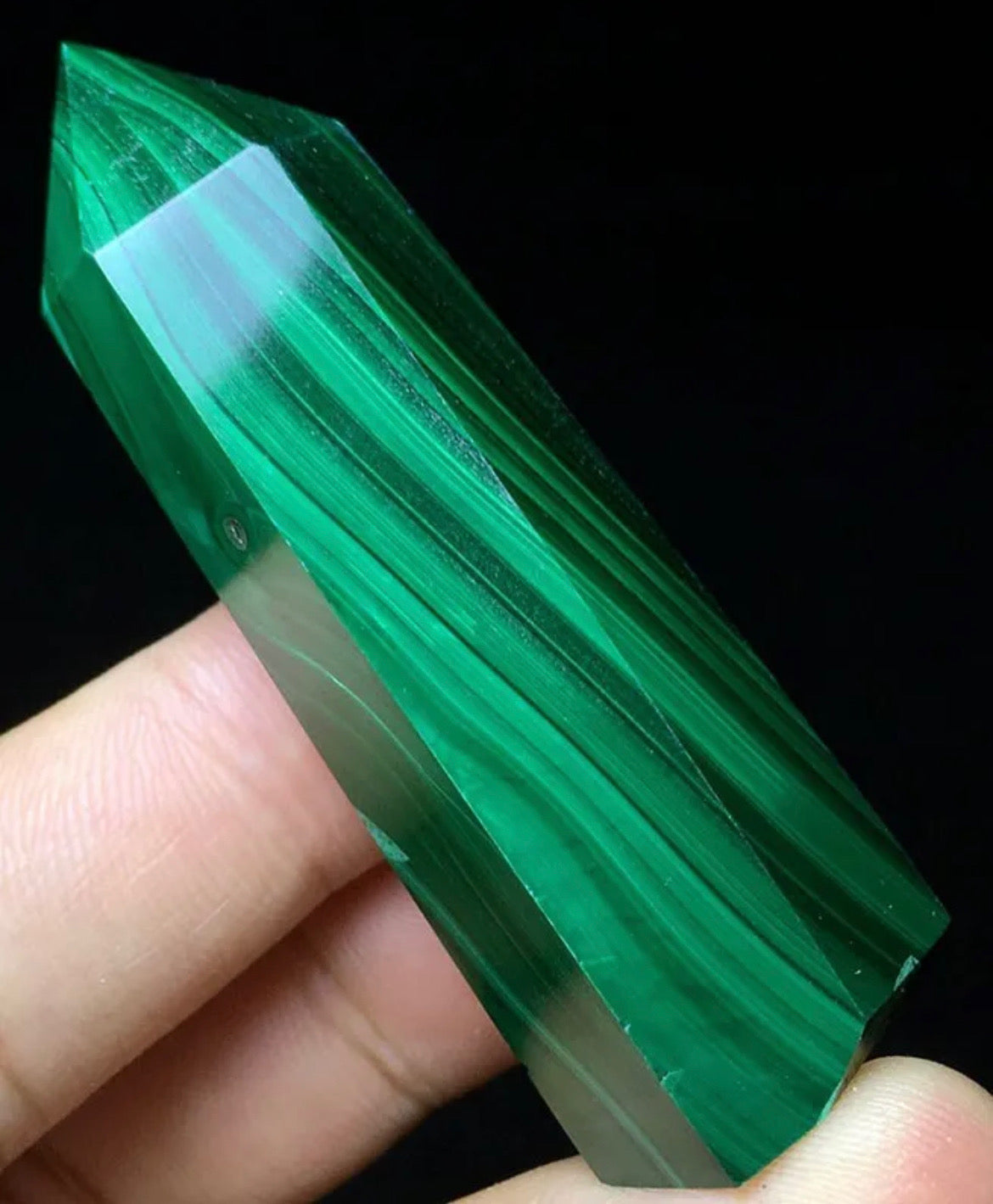 Natural Malachite Wand obelisk tower point crystal reiki point gemstone semiprecious