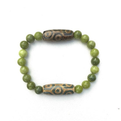 Canadian Jade and Tibetan agate men’s stretch bracelet
