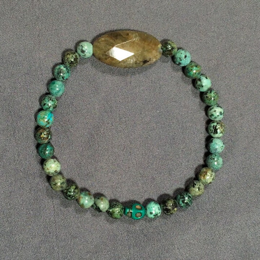 African Turquoise, Labradorite and Magnesite Bracelet