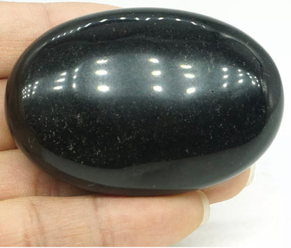 Natural black obsidian gemstone palm stone
