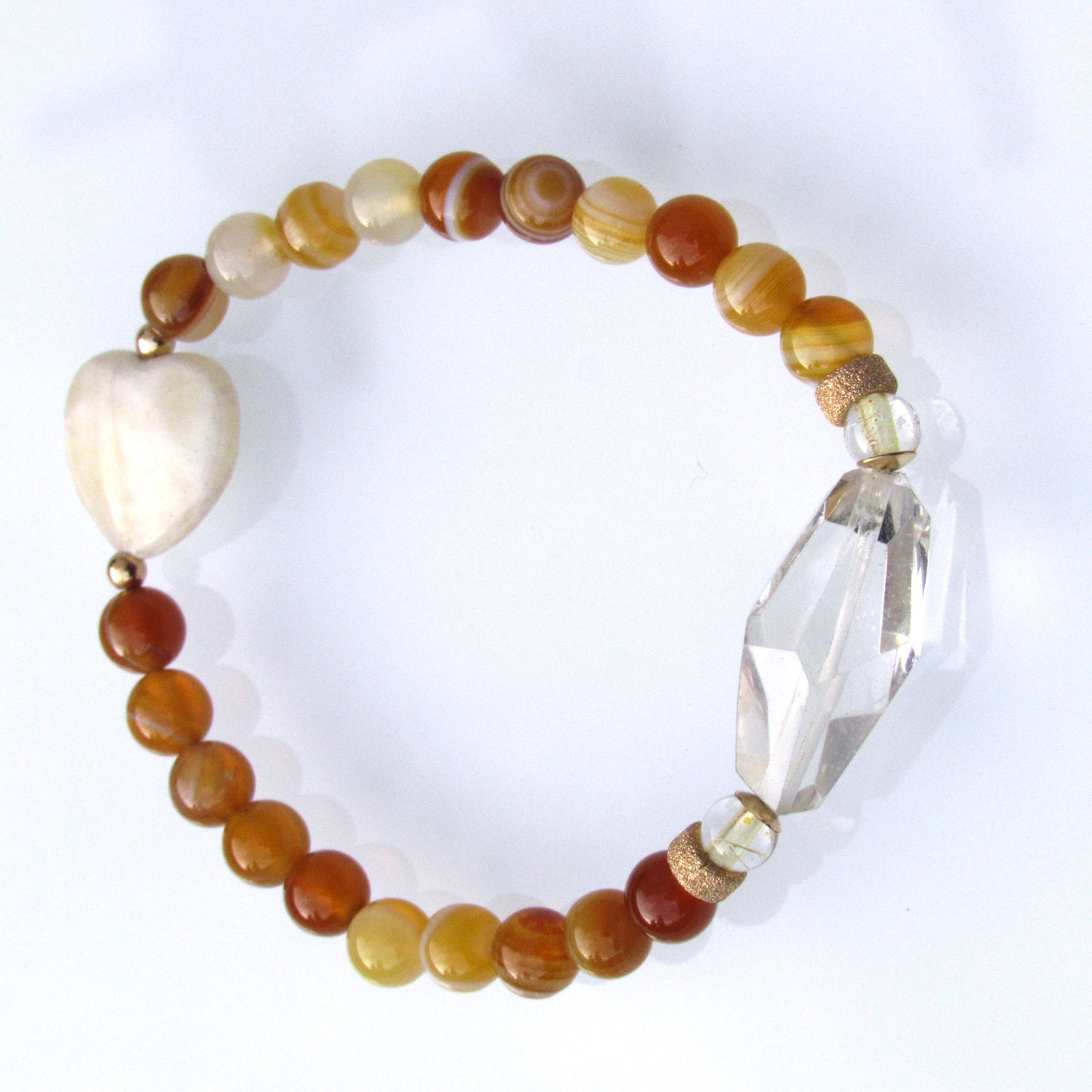 Yellow agates, Lemmon Quartz, yellow Topaz gemstone Heart Bracelet