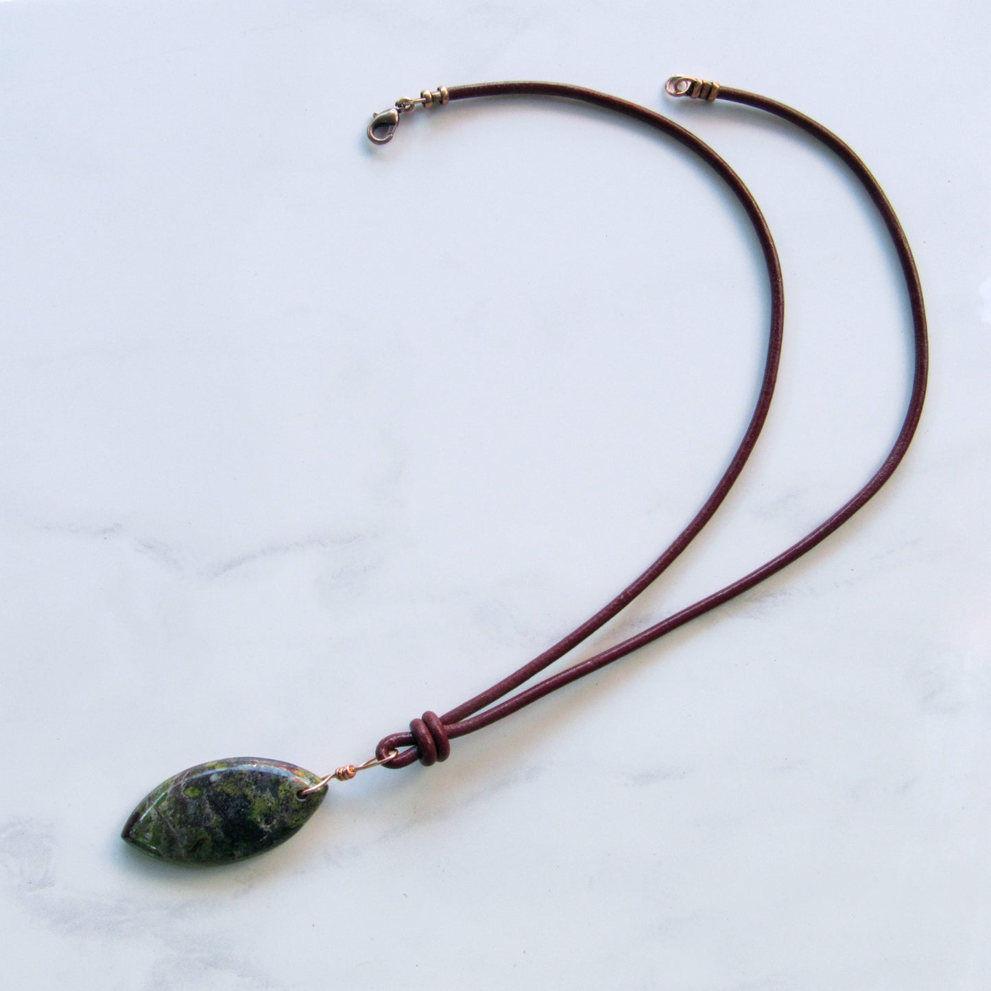 Dragon’s Blood Jasper gemstone on Leather Necklace