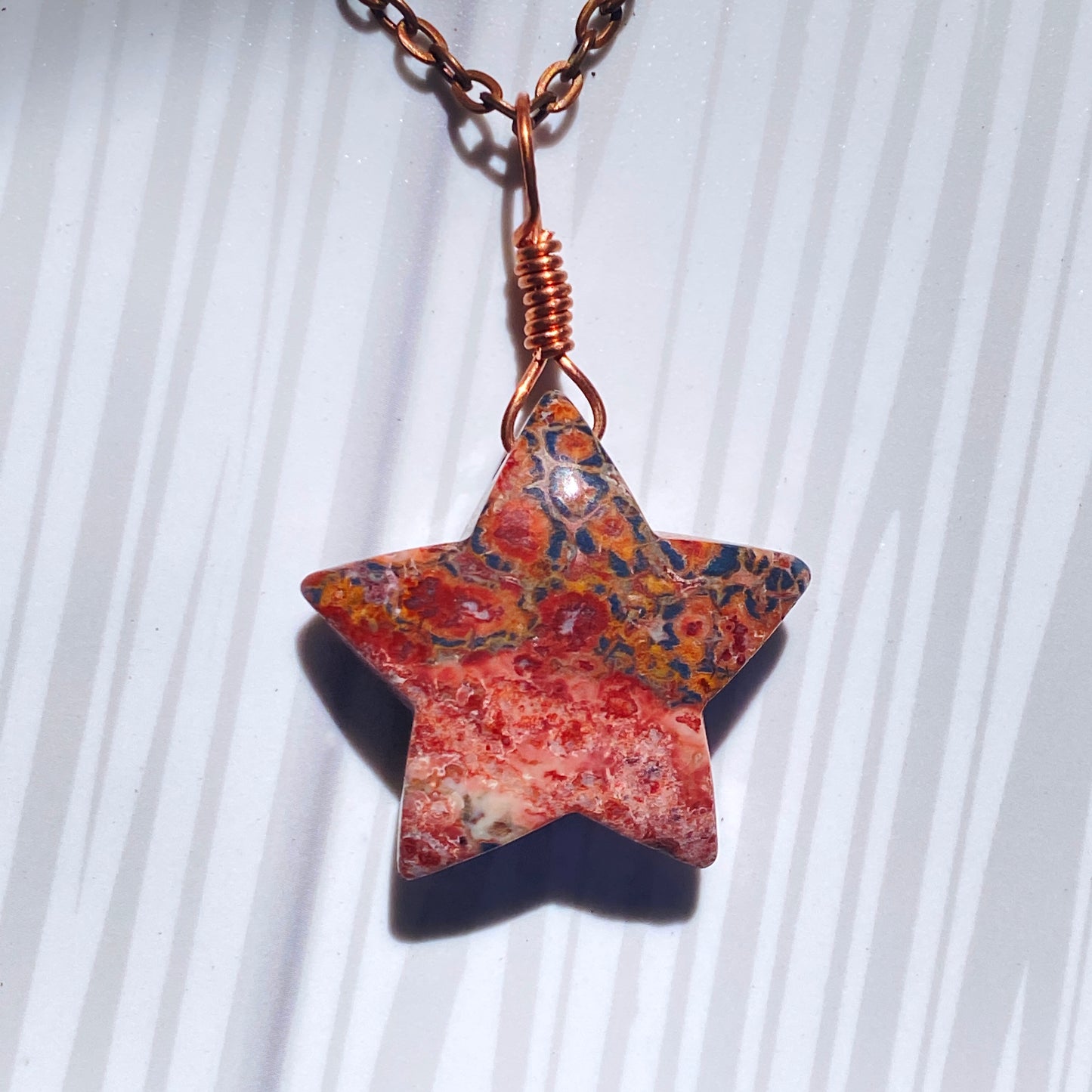 Leopard Print Jasper gemstone Star Necklace