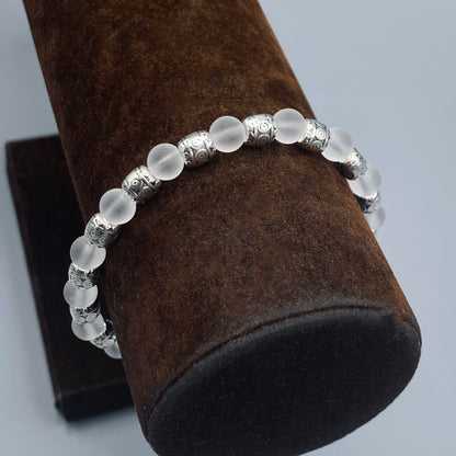 Matte Quartz Beaded Stretch Bracelet