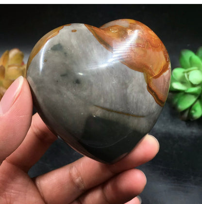 Natural polychrome Jasper gemstone Heart