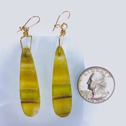 Yellow Fluorite gemstone Drop Earrings