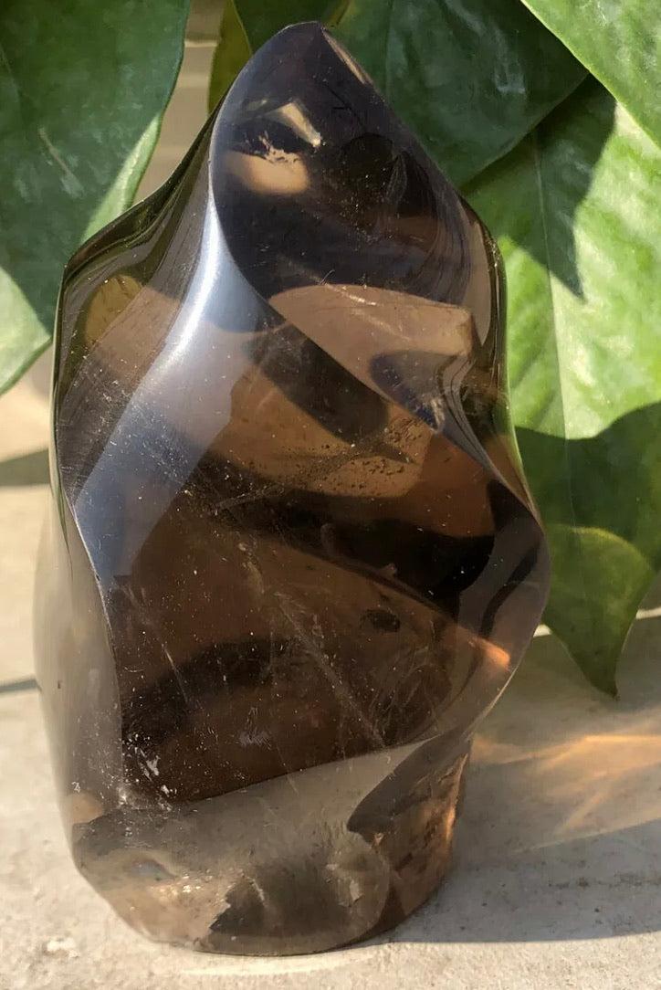 Natural Smokey Topaz gemstone Flame with polished point