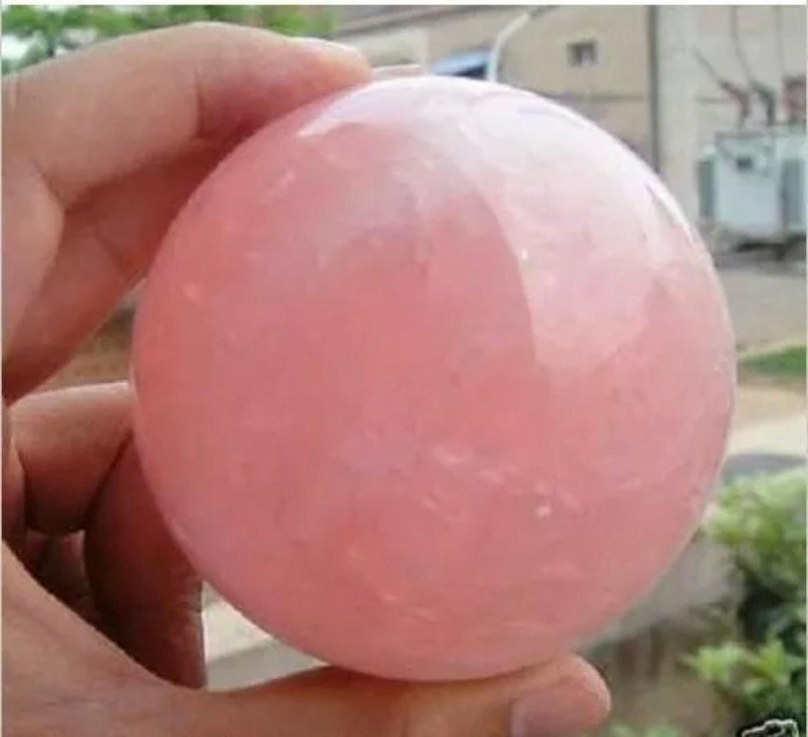 Natural Pink Rose Quartz Crystal Gemstone Healing Ball + Stand