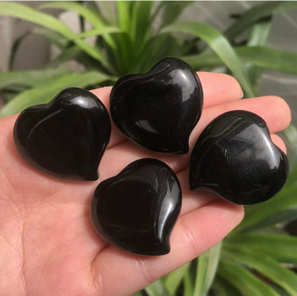 Natural Black Obsidian Hearts
