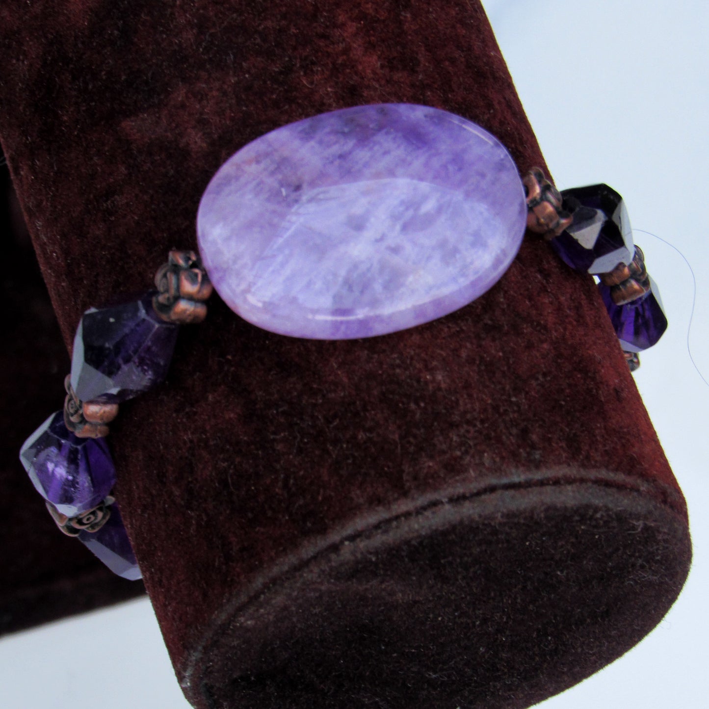 Amethyst gemstone and Copper Rose bracelet
