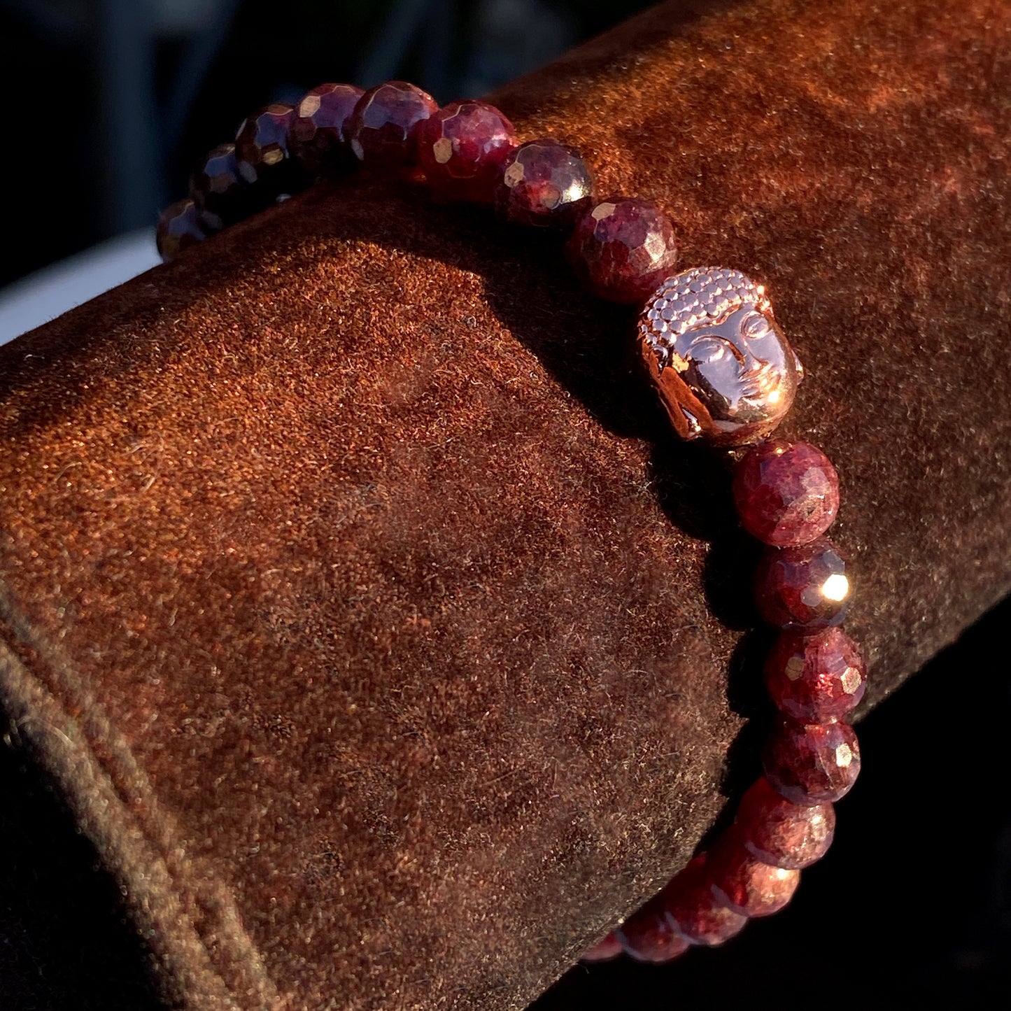 Garnets gemstones and Rose Hematite Crystal Gemstone Stretch Bracelet