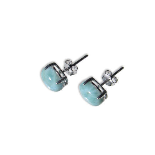 Larimar gemstone and Sterling Silver Stud Earrings