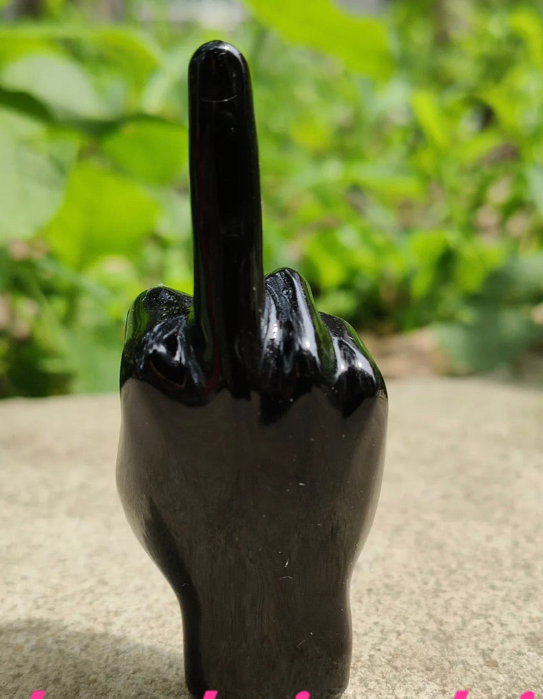 Natural Black Obsidian Middle Finger