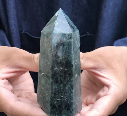 Natural Blue Apatite gemstone Tower Point Obelisk