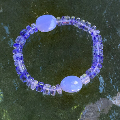 Men's Blue Quartz and Agate Gemstone Bracelet