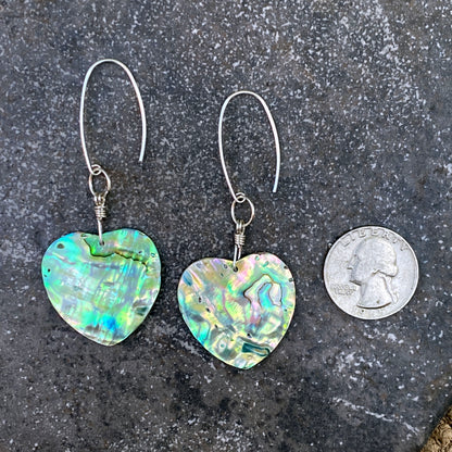 Genuine Abalone Shell Hearts Marquise style Earrings