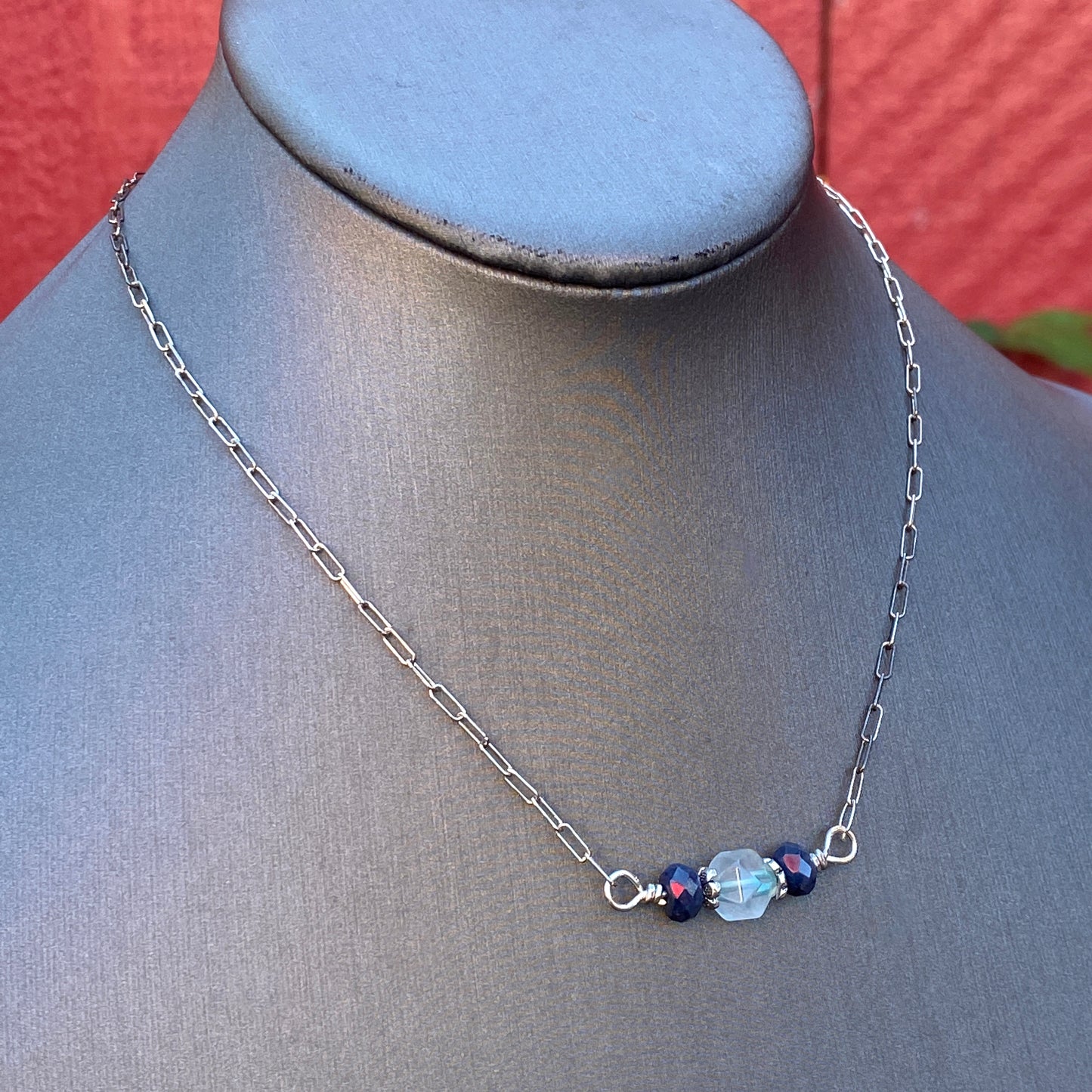 Blue Topaz gemstone, Blue Sapphire necklace