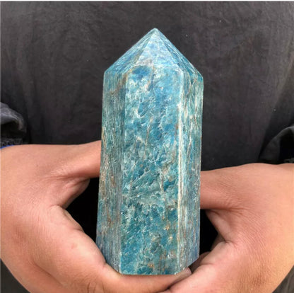 Natural apatite quartz obelisk crystal wand point healing