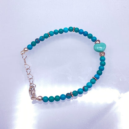 Turquoise Heart and sterling silver bracelet