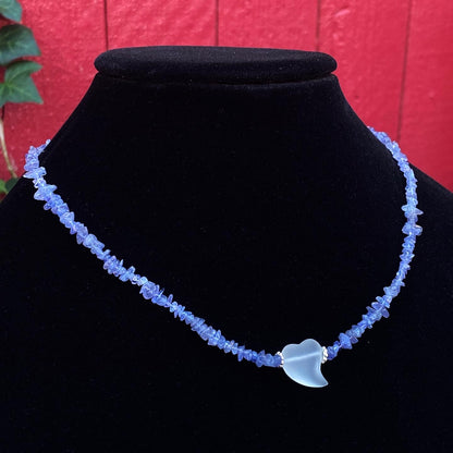 Tanzanite gemstones and Quartz Heart Necklace