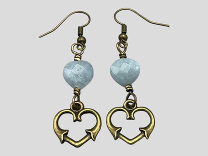 Aquamarine Heart Earrings
