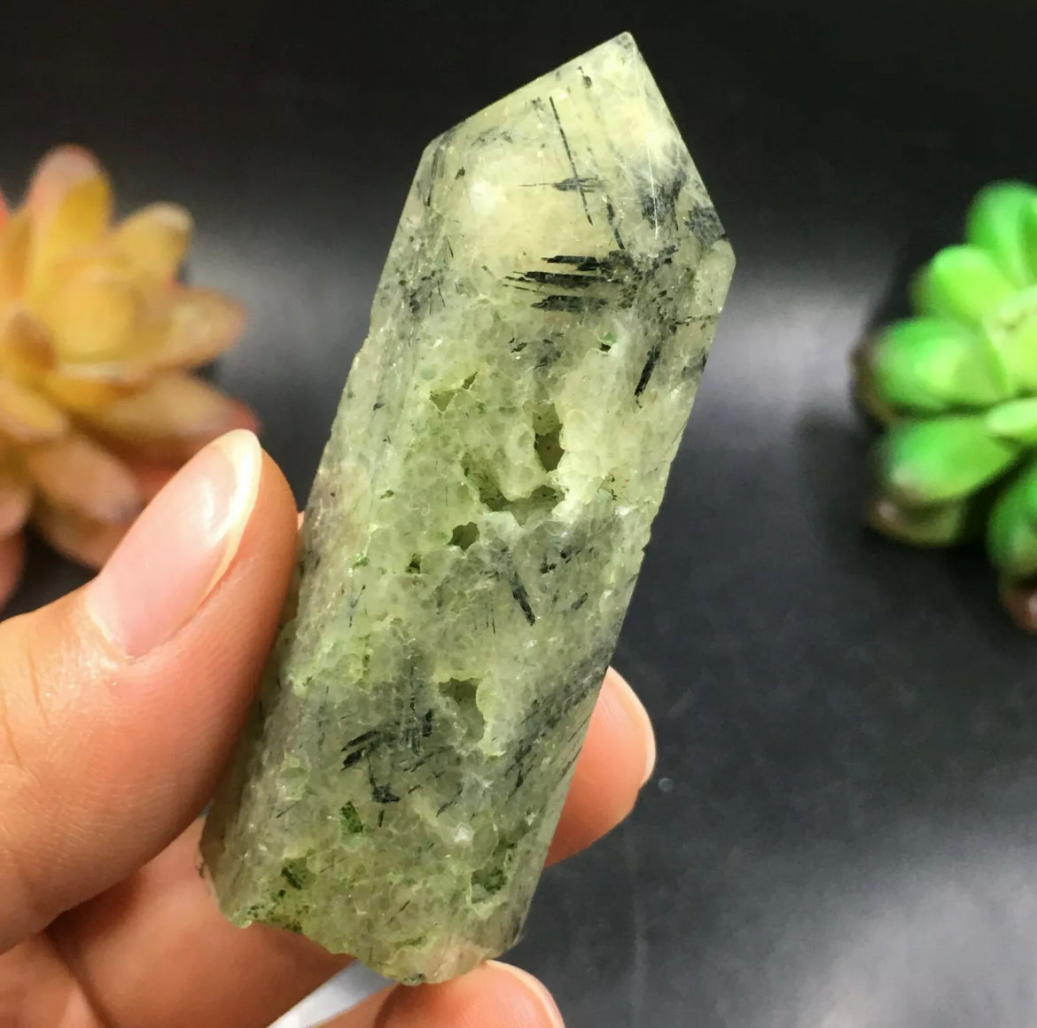 Natural Prehnite Crystal Wand