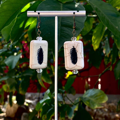 Painted Feather earrings with citrine gemstones.