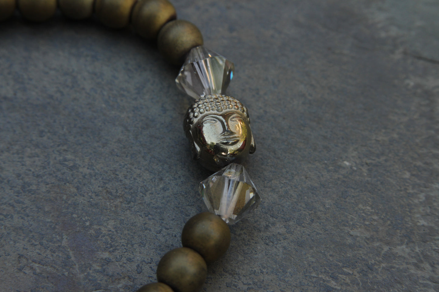 Matte gold hematite Buddha  bracelet