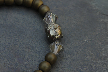 Matte gold hematite Buddha  bracelet