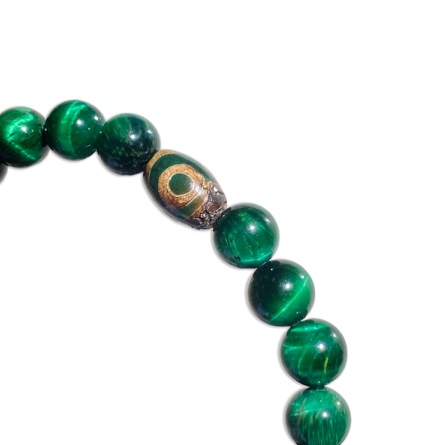 Green Tiger Eye and Tibetan Agate Bracelet