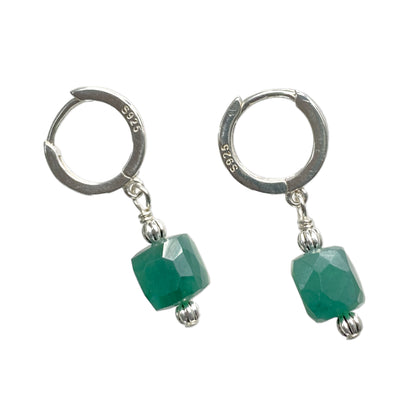 Emerald gemstone and Sterling Silver Earrings